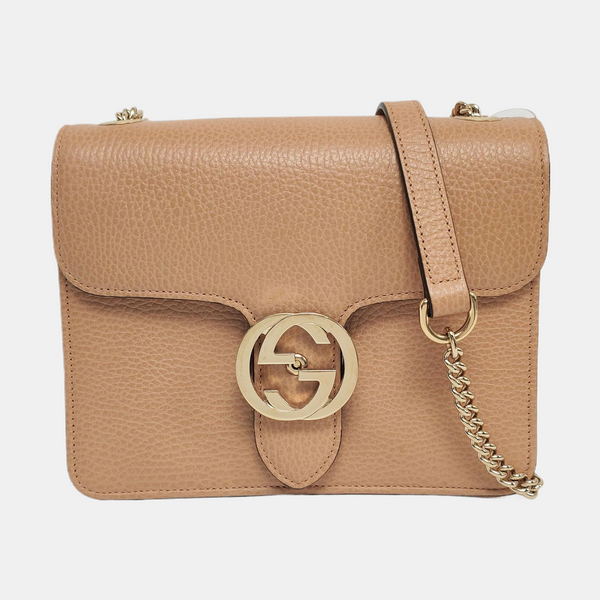 Interlocking G Small Calfskin Beige