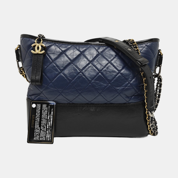 GABRIELLE Medium Quilted Calfskin Blue