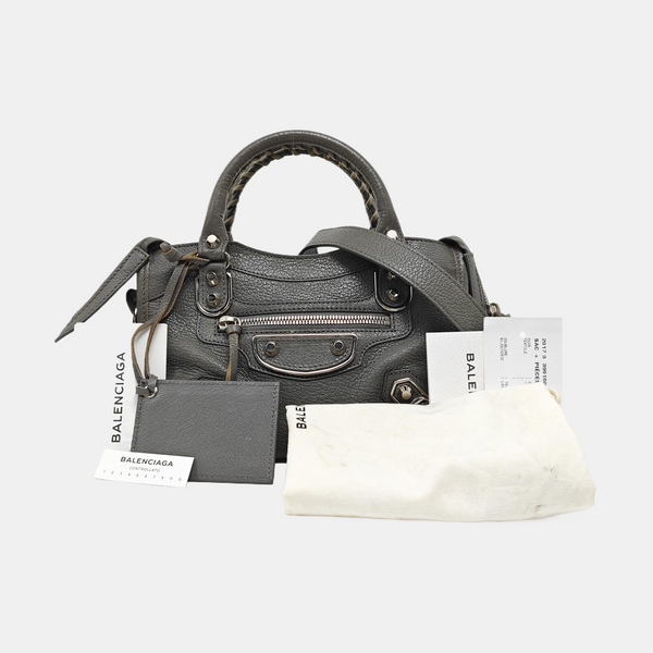 Classic Metallic Edge City Mini Lambskin Gray