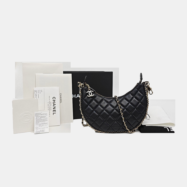 Quilted Lambskin Shoulder Bag Black
