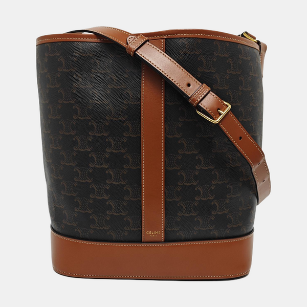 Authenticated pre-owned TRIOMPHE CANVAS Medium Coated Canvas Yellow - Bucket Bag at Looply