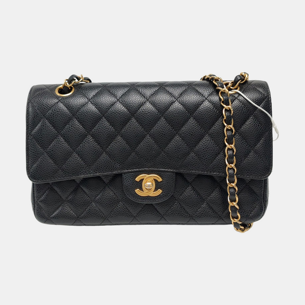 CLASSIC FLAP Medium Quilted Grained Calfskin Black
