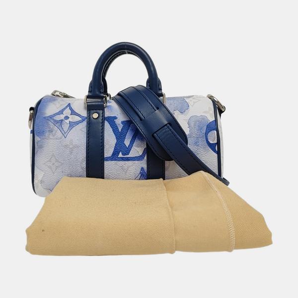 KEEPALL Nano Monogram Coated Canvas Blue
