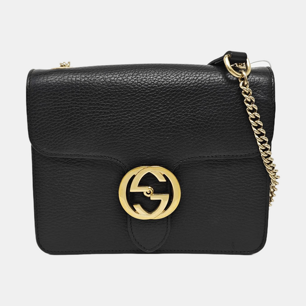 Interlocking G Small Calfskin Black