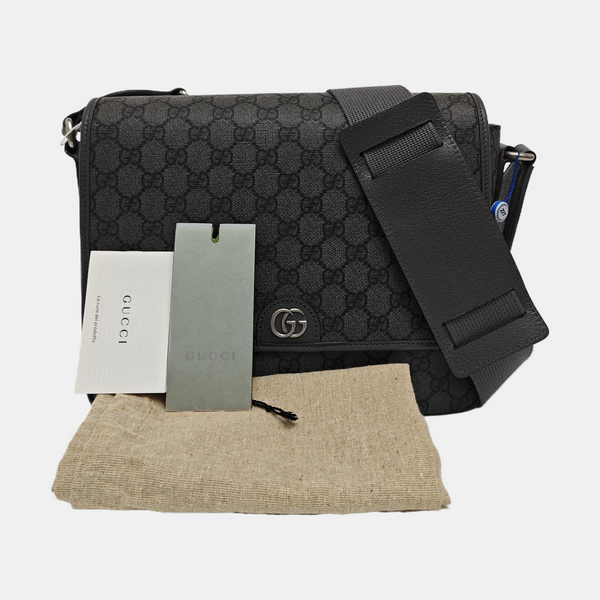 Ophidia Medium Monogram Coated Canvas Gray