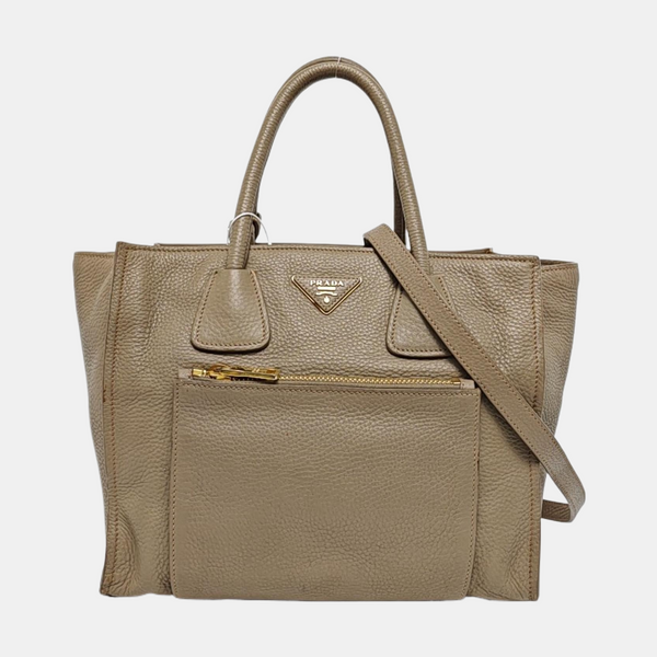 Galleria Zip Front Pocket Calfskin Gray
