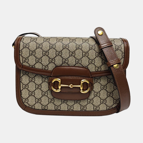Horsebit 1955 Medium Monogram Coated Canvas Beige