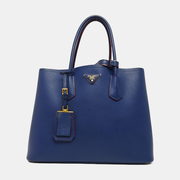 Double Large Saffiano Calfskin Blue