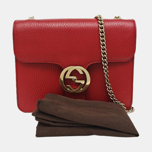 Interlocking G Small Calfskin Red