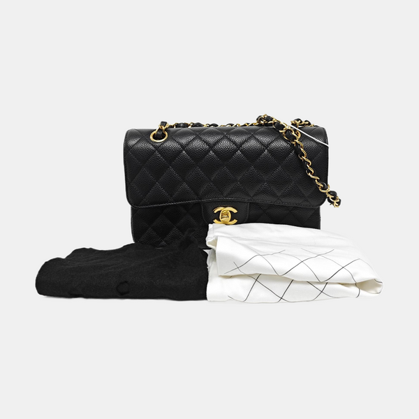 CLASSIC FLAP Small Quilted Grained Calfskin Black