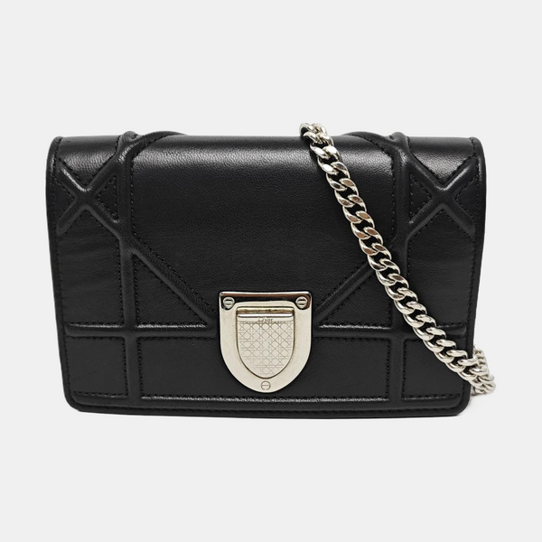Authenticated pre-owned Diorama Cannage Calfskin Black - Shoulder Bag at Looply