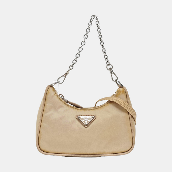Authenticated pre-owned Re-Edition Nylon Beige - Shoulder Bag at Looply