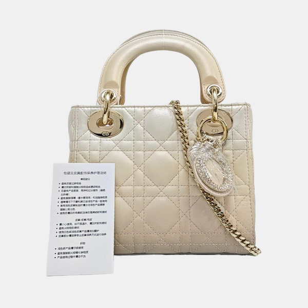 Lady Dior Mini Cannage Lambskin Beige