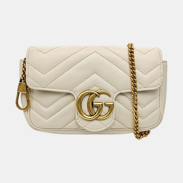 GG Marmont Mini Quilted Calfskin White