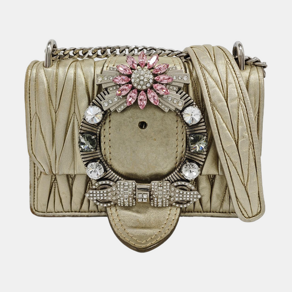 Miu Lady Quilted Lambskin Gold