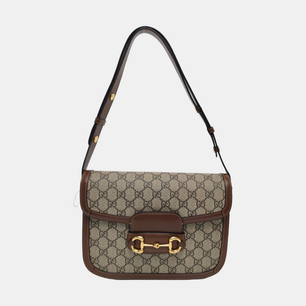 Horsebit 1955 Medium Monogram Coated Canvas Beige