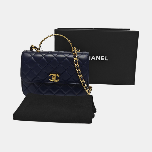 Quilted Calfskin Small Blue