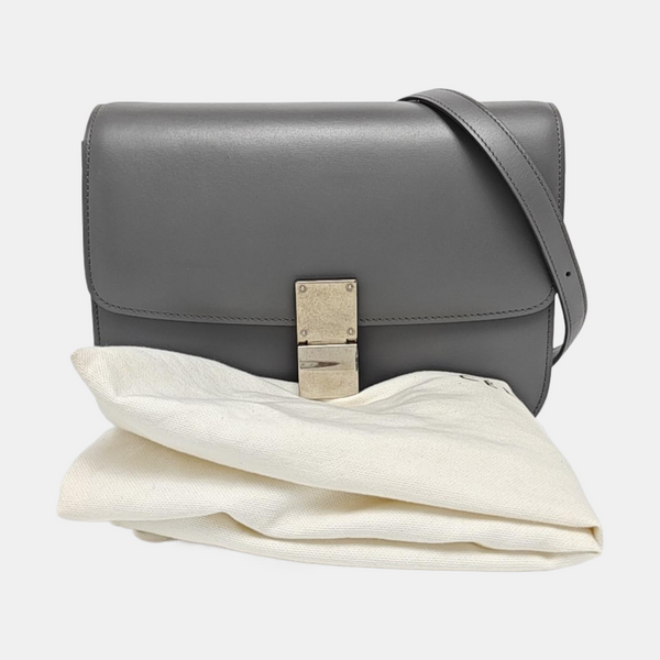 Authenticated pre-owned CLASSIC BOX Medium Calfskin Gray - Shoulder Bag at Looply