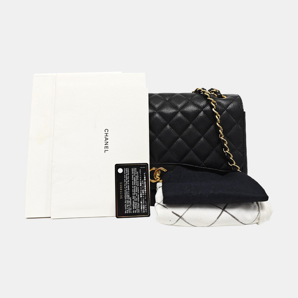 Large Quilted Grained Calfskin Black