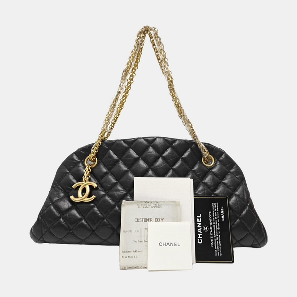 JUST MADEMOISELLE Medium Quilted Calfskin Black
