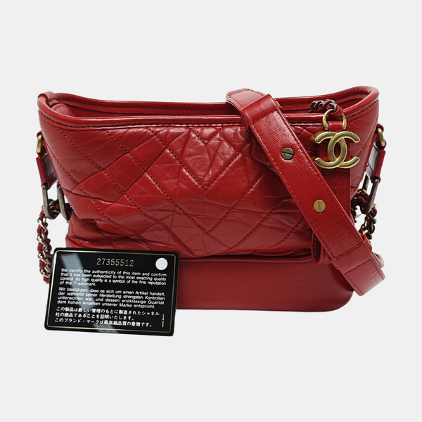Authenticated pre-owned GABRIELLE Small Chevron, Quilted Calfskin Red - Shoulder Bag at Looply