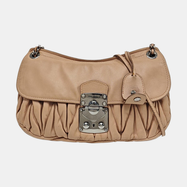 Lambskin Shoulder Bag Brown