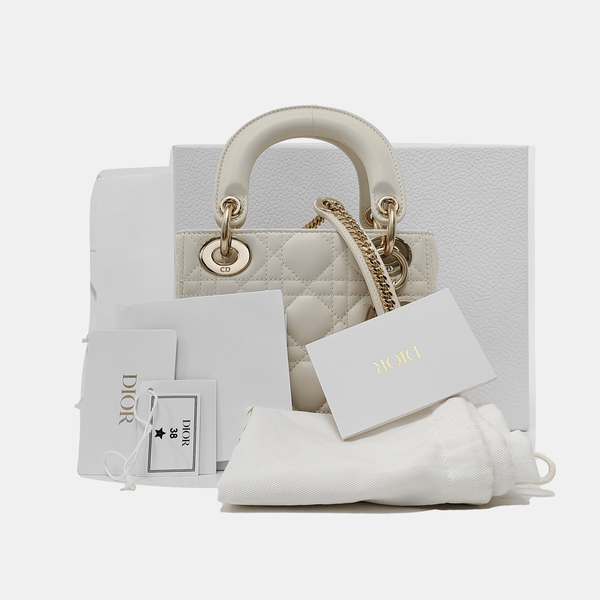 Lady Dior Mini Cannage Lambskin White
