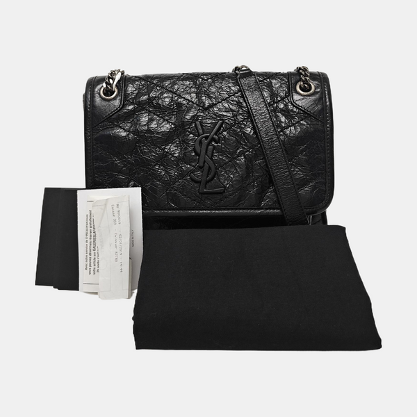 NIKI Small Chevron Calfskin Black