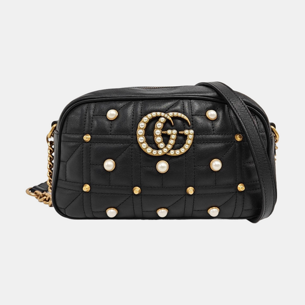 GG Marmont Small Quilted Calfskin Black