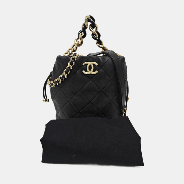 DRAWSTRING Quilted Lambskin Black