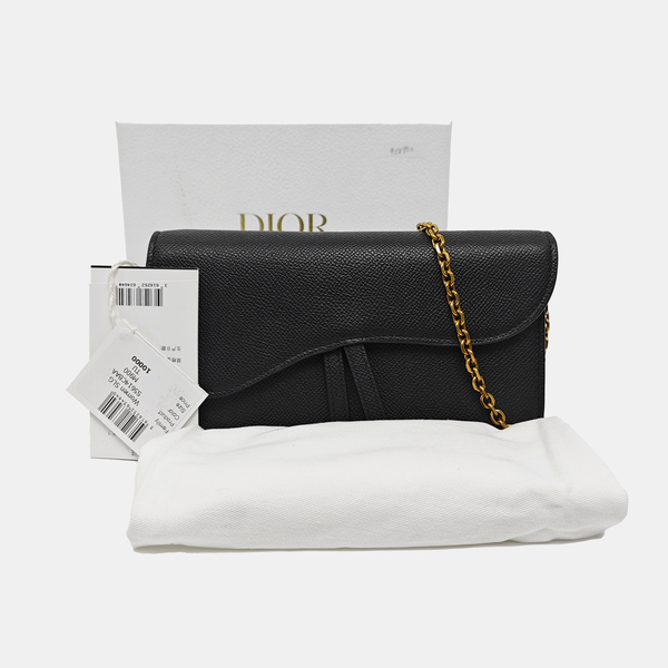 Authenticated pre-owned Saddle Calfskin Black - Crossbody Bag at Looply