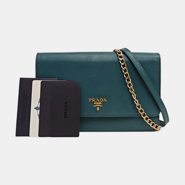 Saffiano Calfskin Shoulder Bag Green