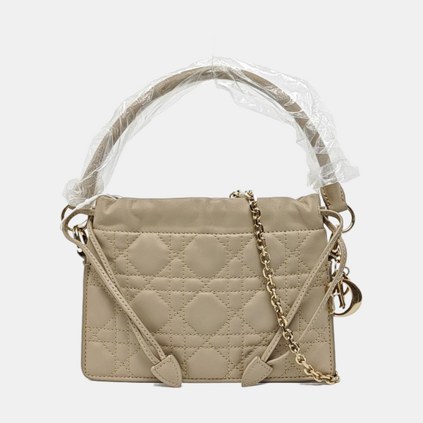 Authenticated pre-owned Lady Dior Milly Mini Cannage Lambskin Beige - Shoulder Bag at Looply
