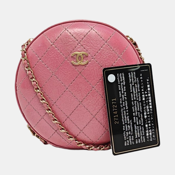 ROUND Quilted Lambskin Pink