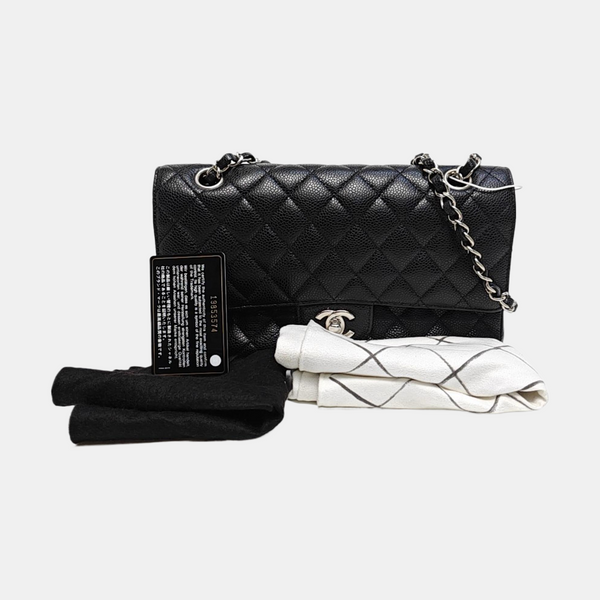 CLASSIC FLAP Small Quilted Grained Calfskin Black