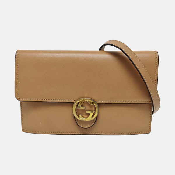 Authenticated pre-owned Interlocking G Calfskin Beige - Crossbody Bag at Looply