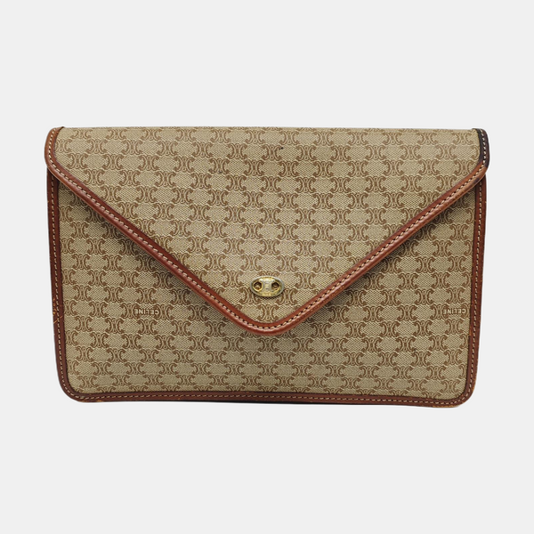 Coated Canvas Clutch Beige
