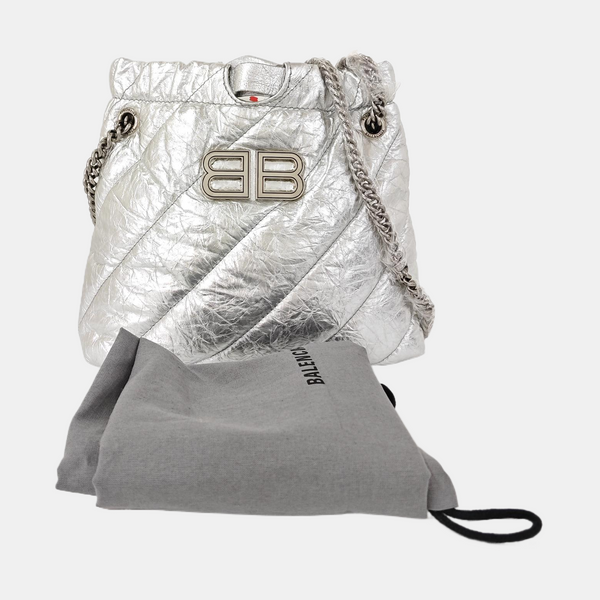Crush Super Mini Quilted Calfskin Silver
