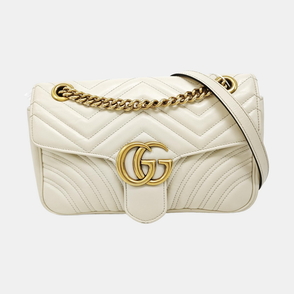 GG Marmont Medium Quilted Calfskin White