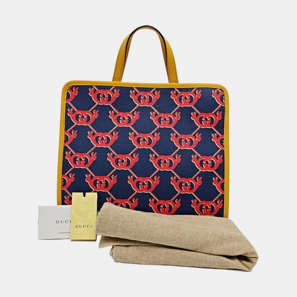 Monogram Coated Canvas Tote Bag Blue