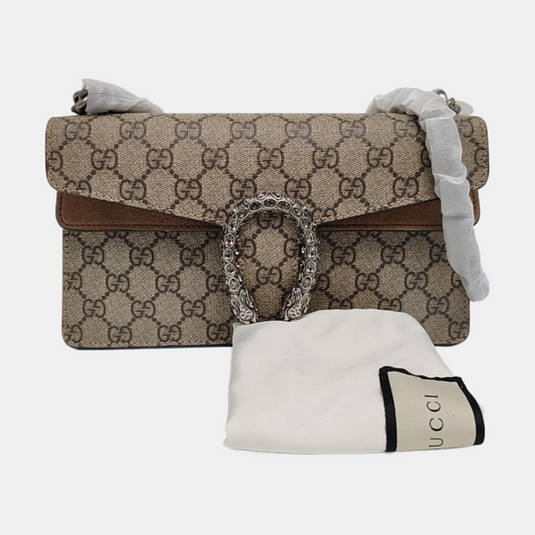 Dionysus Small Monogram Coated Canvas Beige
