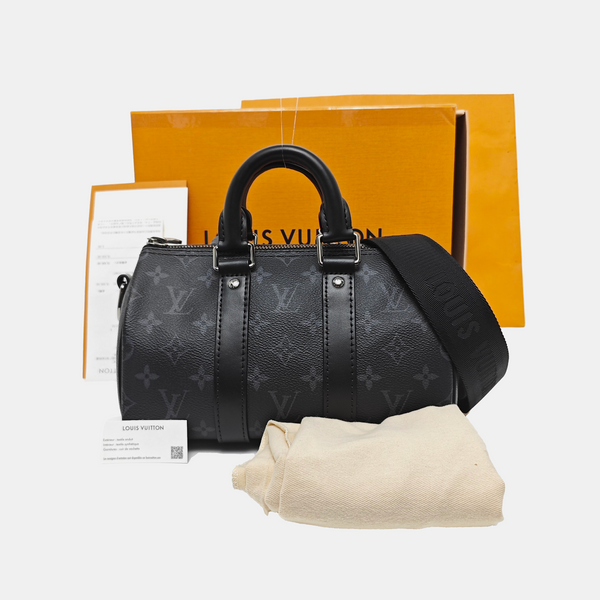 KEEPALL 25 Monogram Coated Canvas Black
