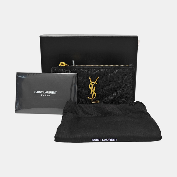 FRAGMENTS Chevron Calfskin Black Card Holder