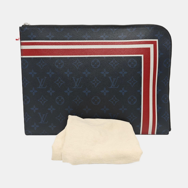 Monogram Coated Canvas Clutch Blue