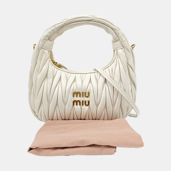 Wander Matelassé Small Quilted Lambskin White
