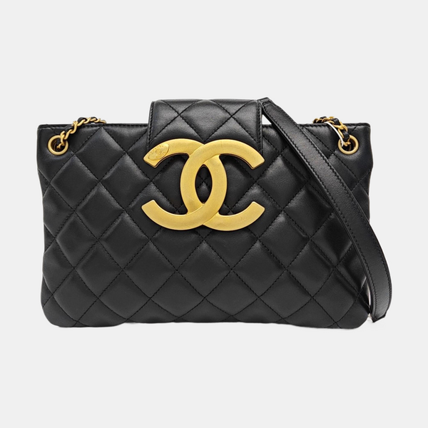 Quilted Lambskin Shoulder Bag Black