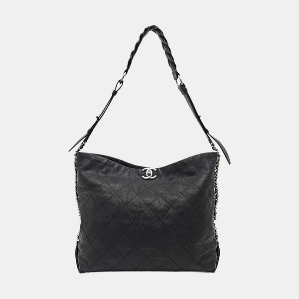 Quilted Calfskin Tote Bag Medium Black
