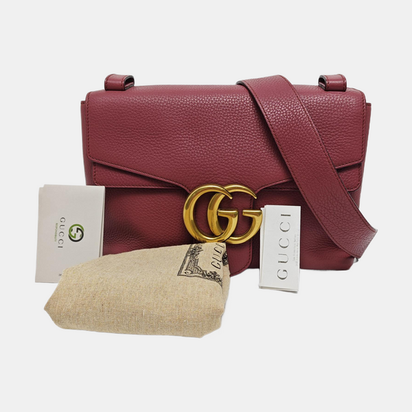 Authenticated pre-owned GG Marmont Calfskin Beige - Shoulder Bag at Looply