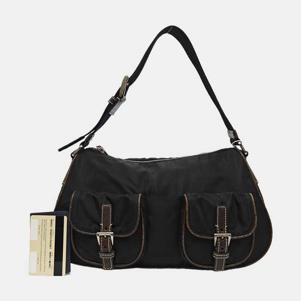 Nylon Top Handle Bag Black