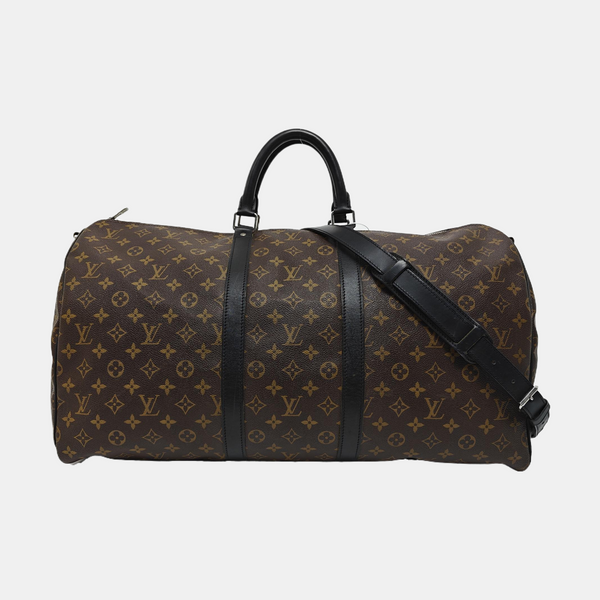 KEEPALL 55 Monogram Coated Canvas Brown